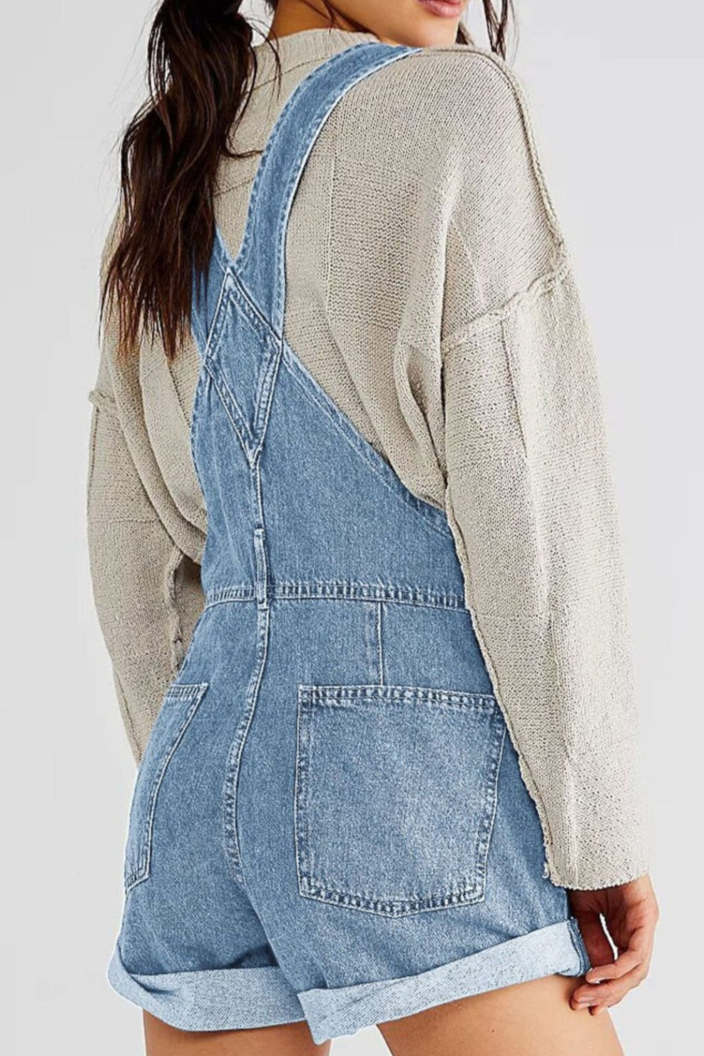 Wide Strap Light Wash Denim Overalls