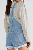 Wide Strap Light Wash Denim Overalls