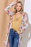 Floral Open Front Longline Cardigan