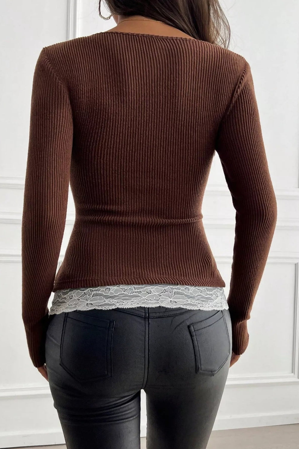 Lace Detail Ribbed Top *Multiple Color Options*
