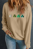 Embroidered Clover Pattern Round Neck Sweatshirt