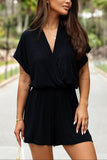 Short Sleeve Surplice Romper *Multiple Color Options*