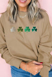 Embroidered Clover Pattern Round Neck Sweatshirt