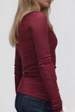 V-Neck Lace Detail Long Sleeve Top