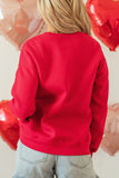 Valentine’s Day Sequin Bow Heart Round Neck Sweatshirt