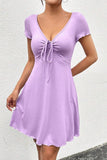 Drawstring Short Sleeve Mini Dress
