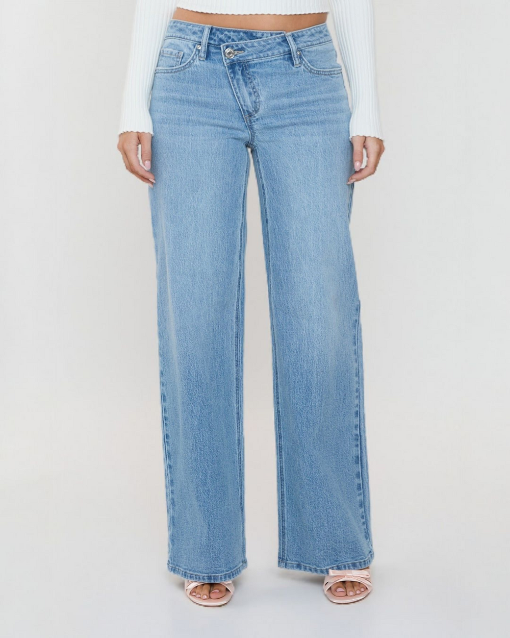 Bella Asymmetrical Relaxed Rise Wide Leg Jeans