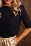 Lace Trim Open Back Tie Blouse