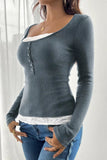 Lace Detail Ribbed Top *Multiple Color Options*
