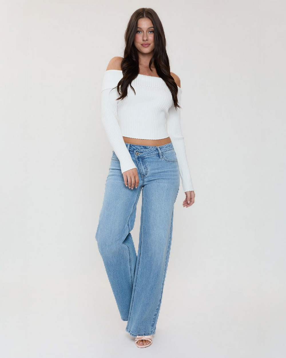 Bella Asymmetrical Relaxed Rise Wide Leg Jeans