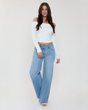 Bella Asymmetrical Relaxed Rise Wide Leg Jeans
