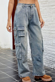 Denim Washed Cargo Style Jeans