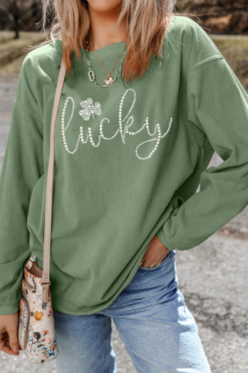 LUCKY Rhinestone Long Sleeve Sweatshirt