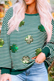 Striped Clover Drop Shoulder Sweatshirt