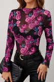 Floral Mock Neck Long Sleeve Top