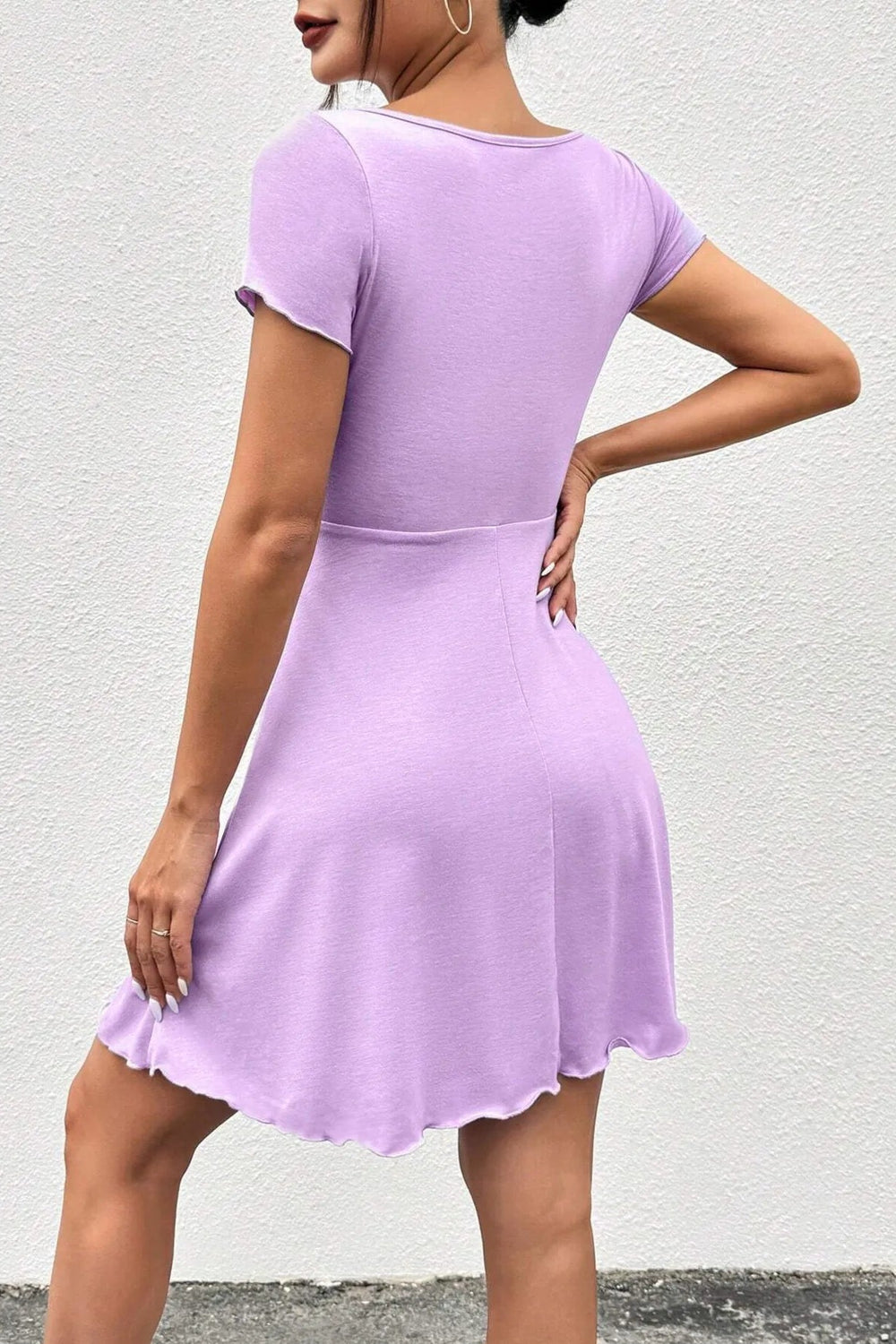Drawstring Short Sleeve Mini Dress