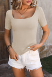 Square Neck Short Sleeve Sweater