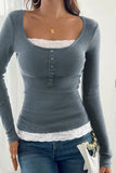 Lace Detail Ribbed Top *Multiple Color Options*