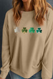 Embroidered Clover Pattern Round Neck Sweatshirt