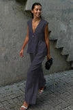 V-Neck Vest and Pants Set *Multiple Color Options*