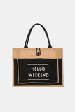 Hello Weekend Burlap Tote Bag *Multiple Color Options*