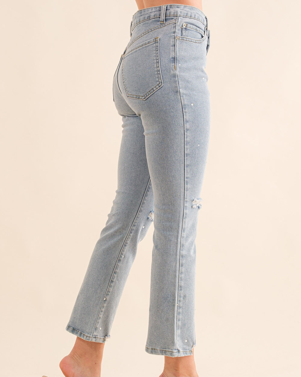 Studded Rhinestone Denim Jeans