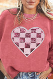 Valentine’s Day Sequin Heart Long Sleeve Sweater