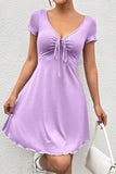 Drawstring Short Sleeve Mini Dress