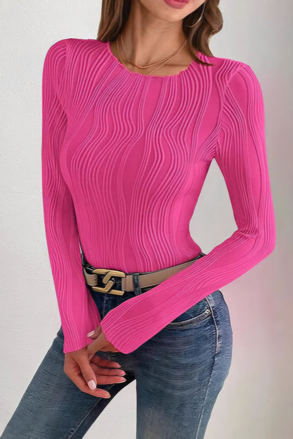 Textured Round Neck Top *Multiple Color Options*