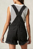 Wide Strap Black Denim Overalls
