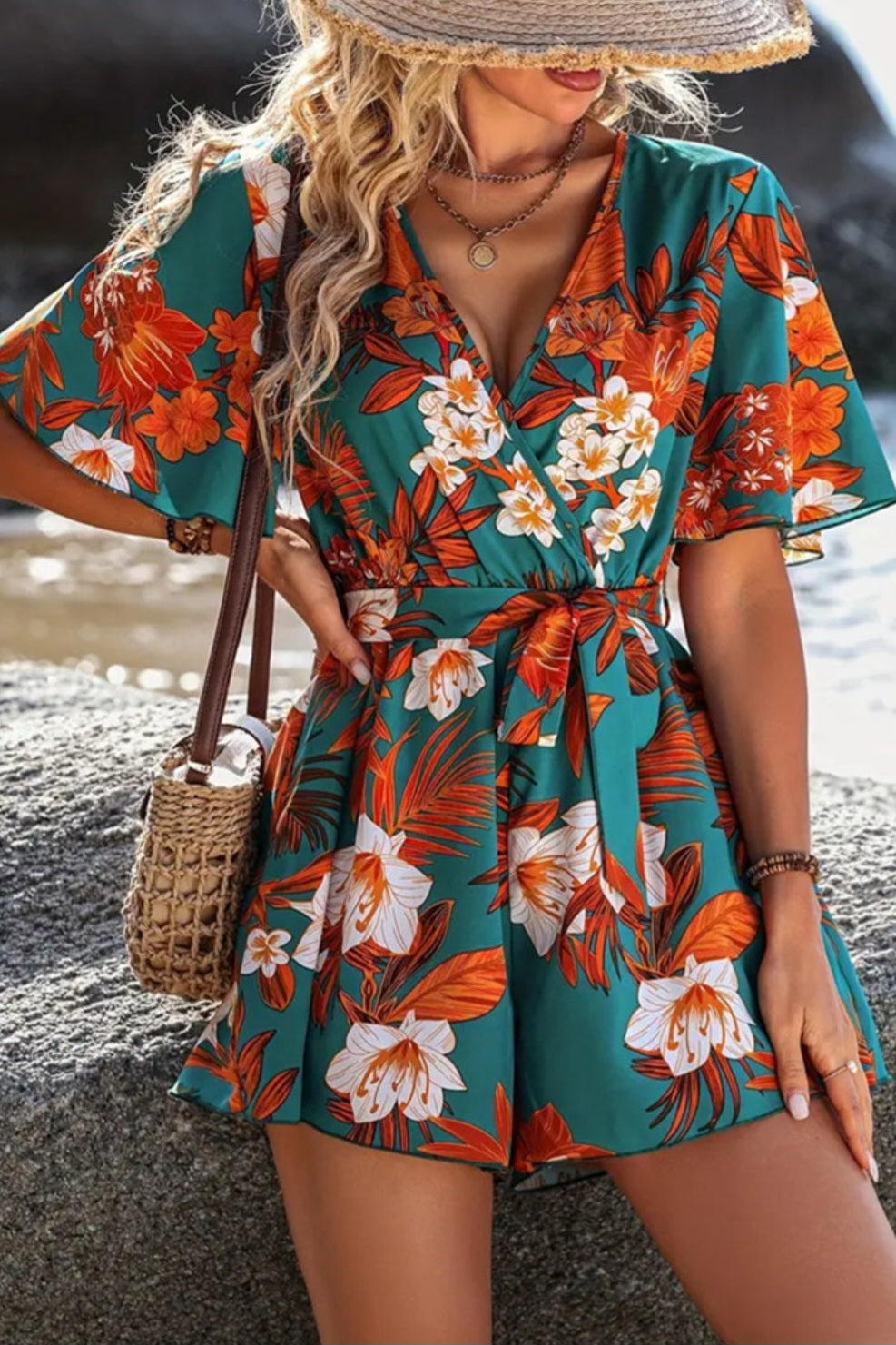 Printed Tie Waist Romper *Multiple Color Options*