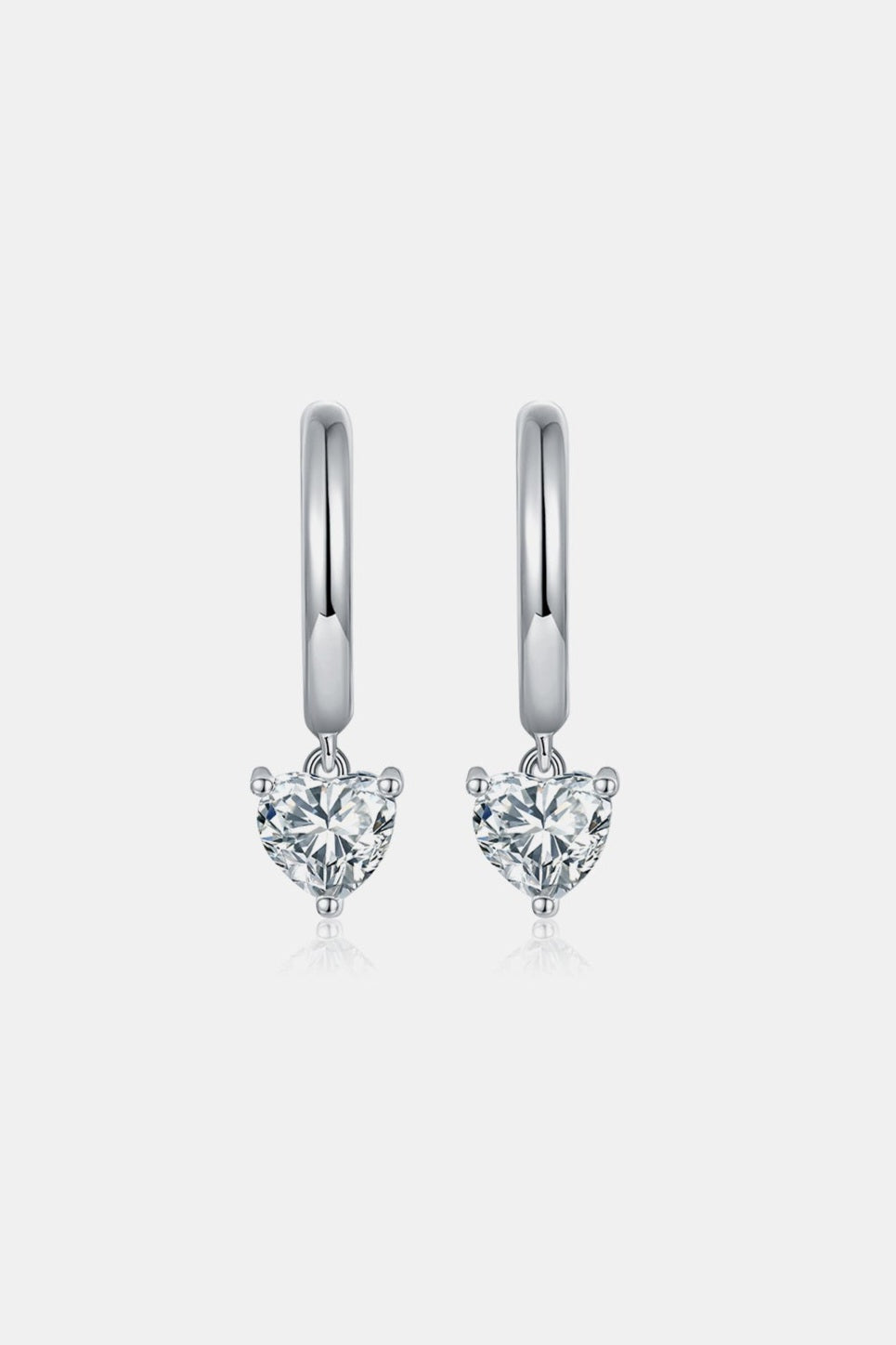 1 Carat Moissanite Sterling Silver Heart Earrings