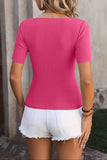 Square Neck Short Sleeve Sweater