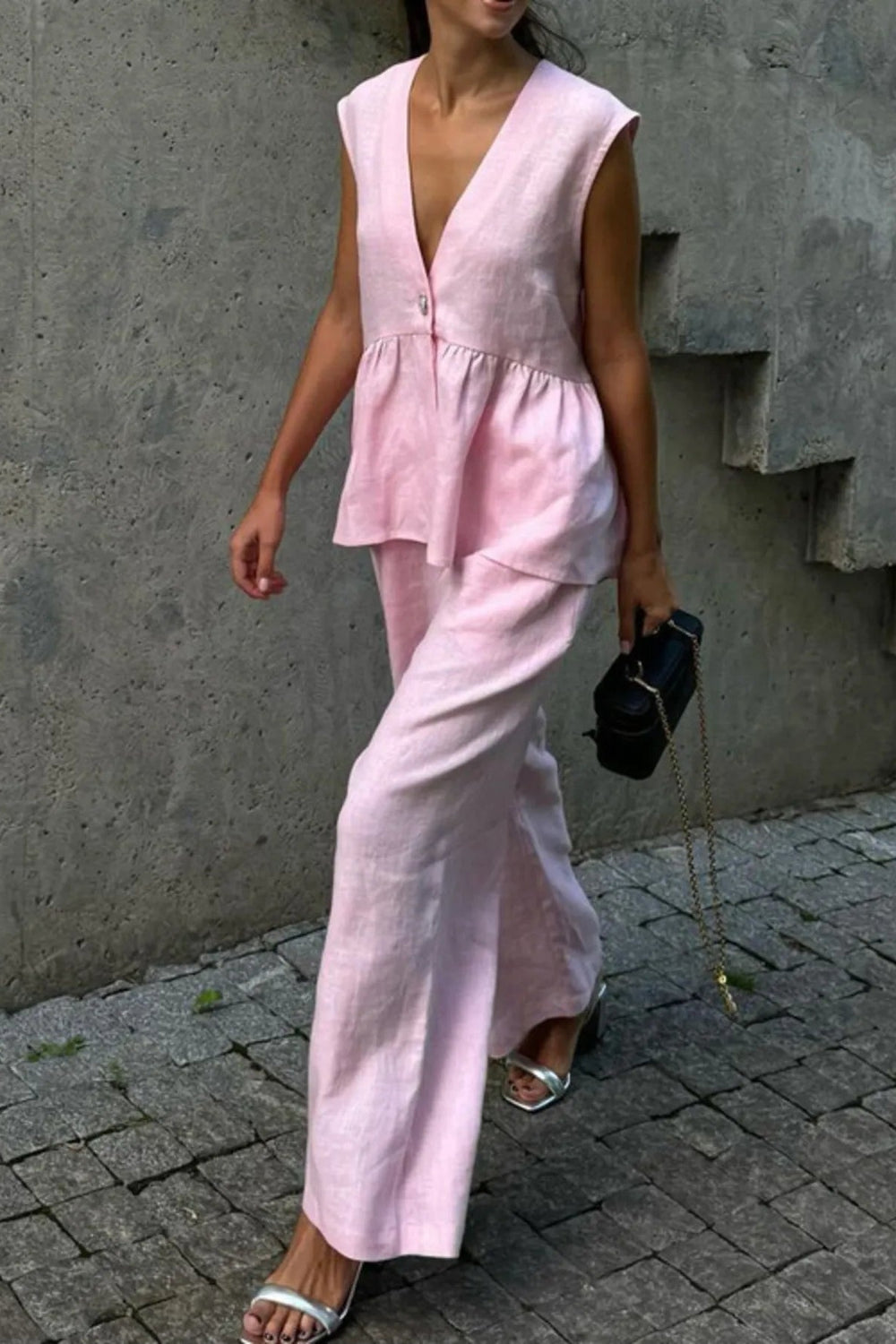 V-Neck Vest and Pants Set *Multiple Color Options*