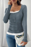 Lace Detail Ribbed Top *Multiple Color Options*