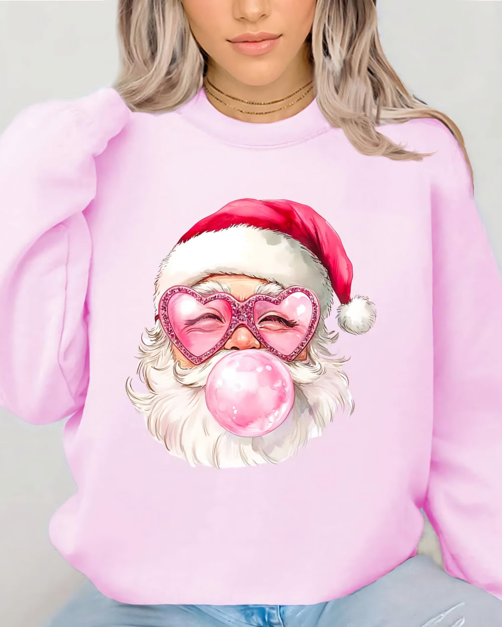 Bubblegum Santa Graphic Sweatshirt