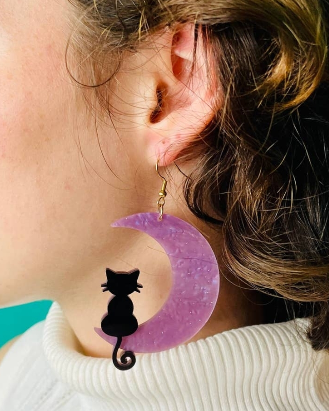 Midnight Moon Acrylic Earrings