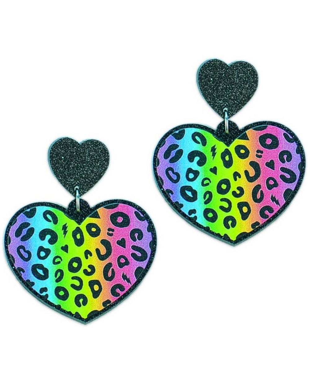 Electric Rainbow Leopard Earrings