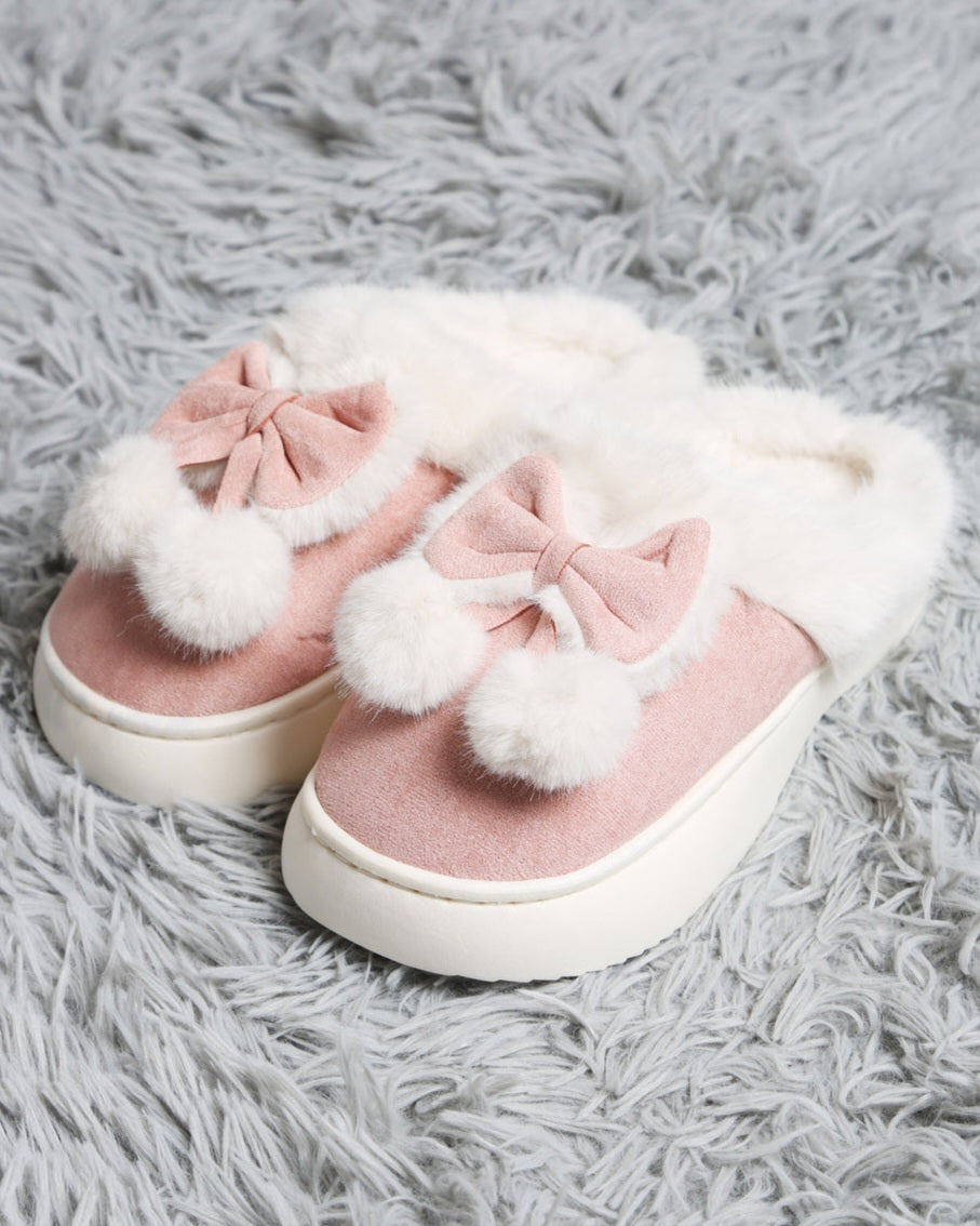 Bow Babe Faux Suede Slippers