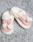 Bow Babe Faux Suede Slippers