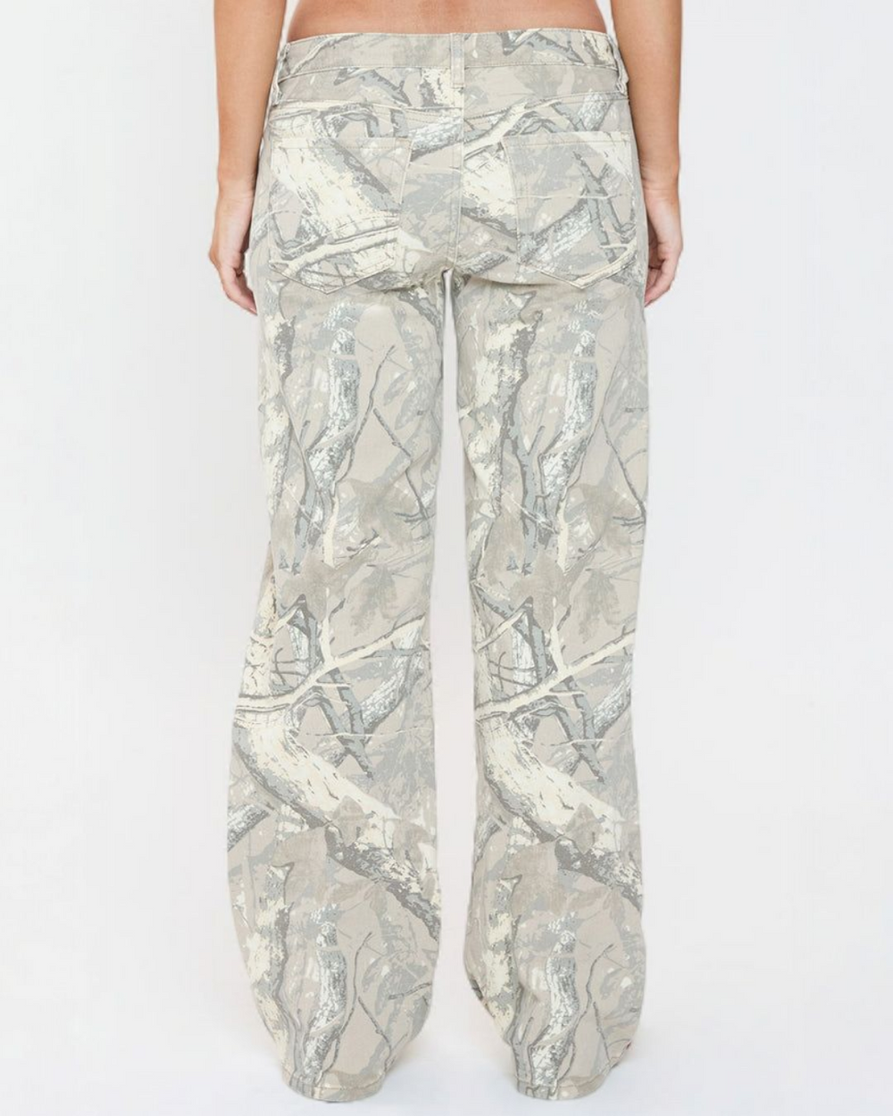Britney Camo Printed Low Rise Wide Leg Jeans