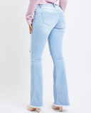 Low-Rise Fray Hem Flare Jeans
