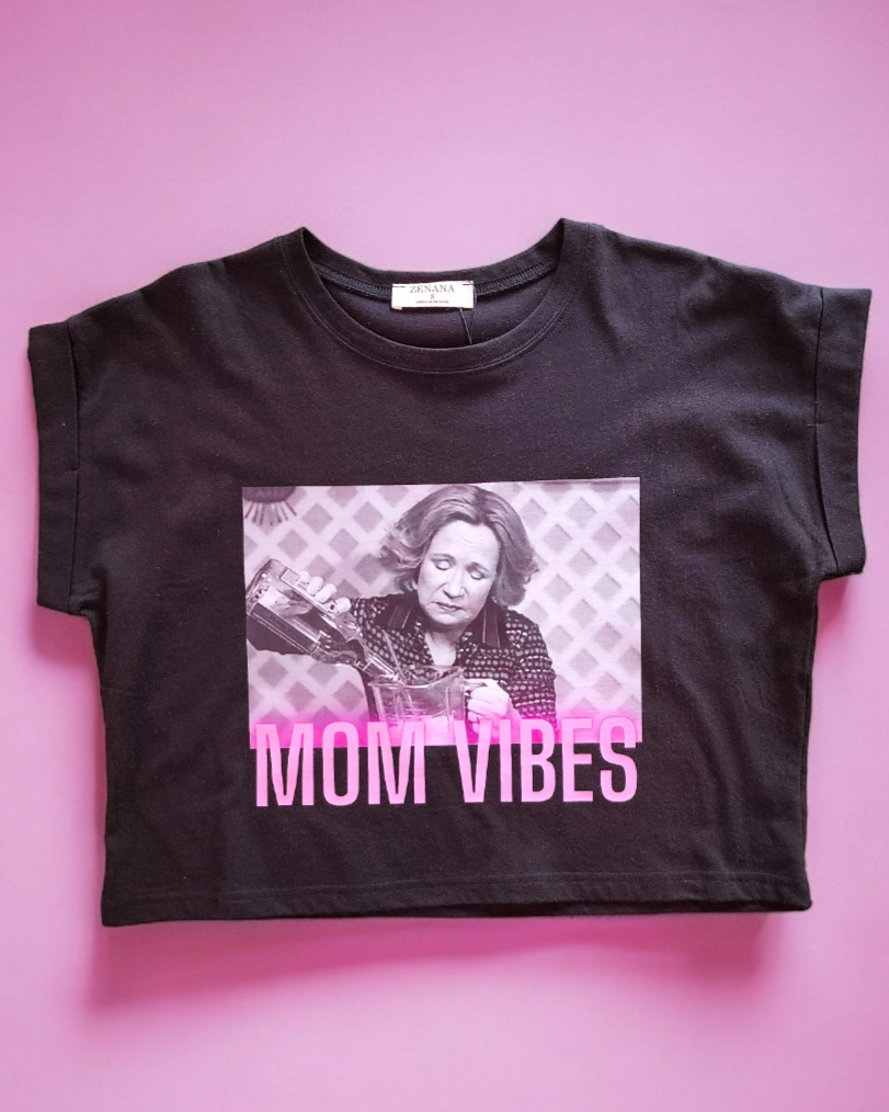 Mom Vibes Cropped Graphic Tee