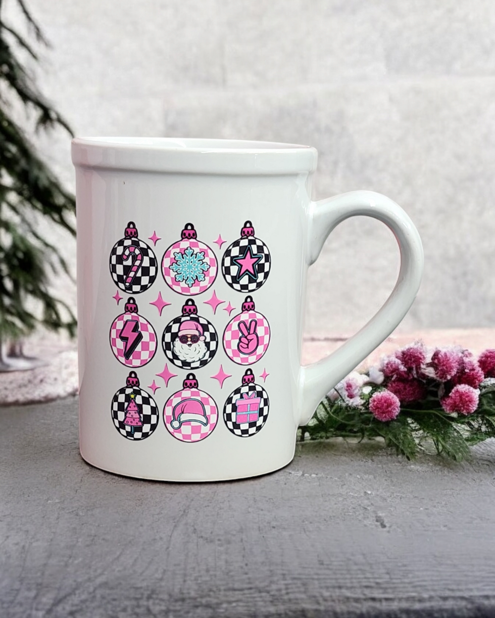 Checkered Christmas Mug