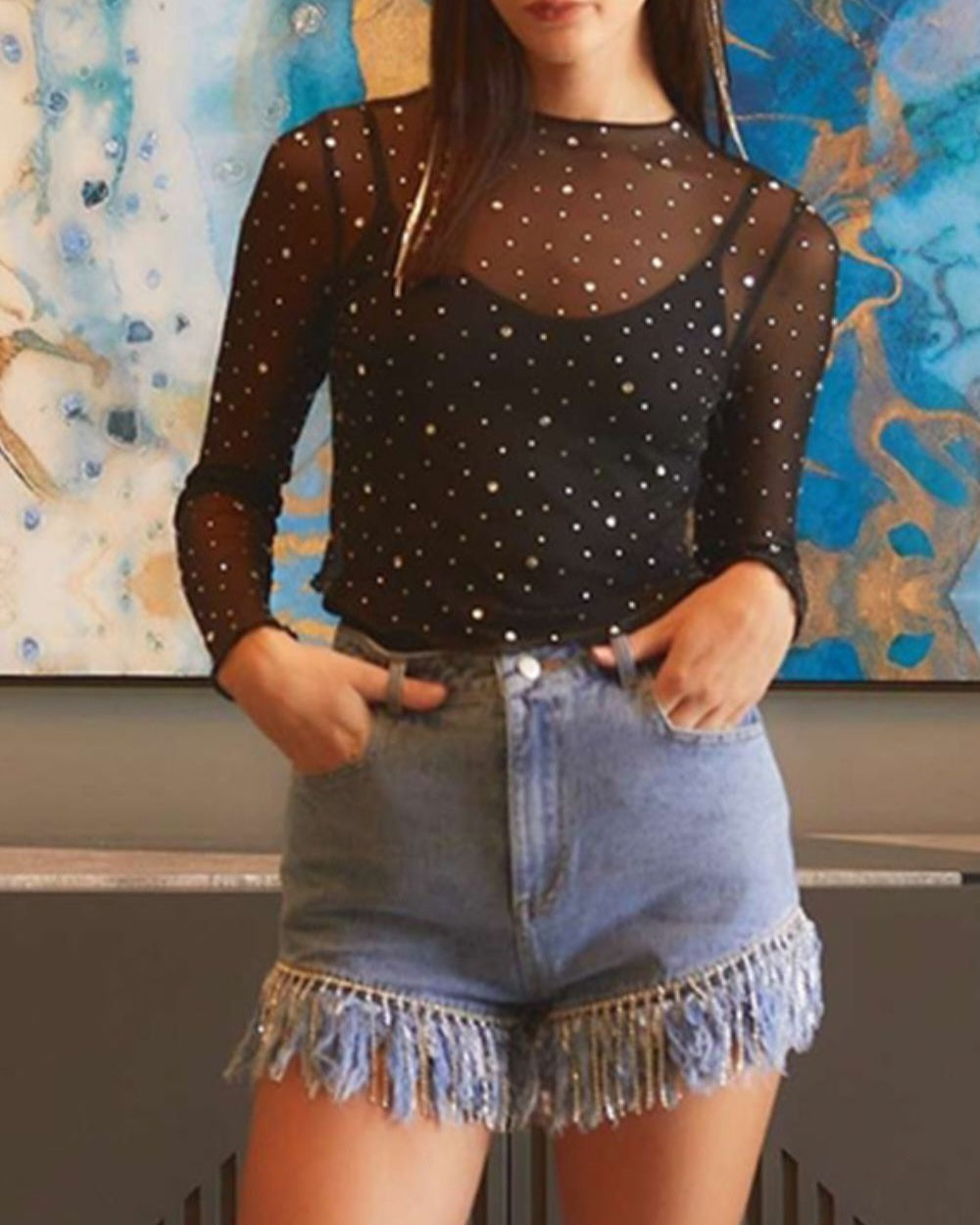 Rhinestone Layering Top