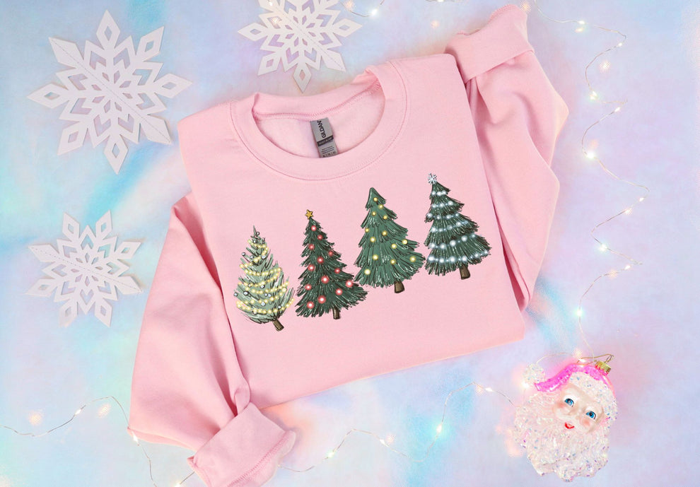 Chic Christmas Tree Graphic Sweatshirt