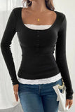Lace Detail Ribbed Top *Multiple Color Options*