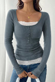 Lace Detail Ribbed Top *Multiple Color Options*