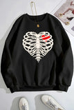 Skeleton Heart Round Neck Sweatshirt