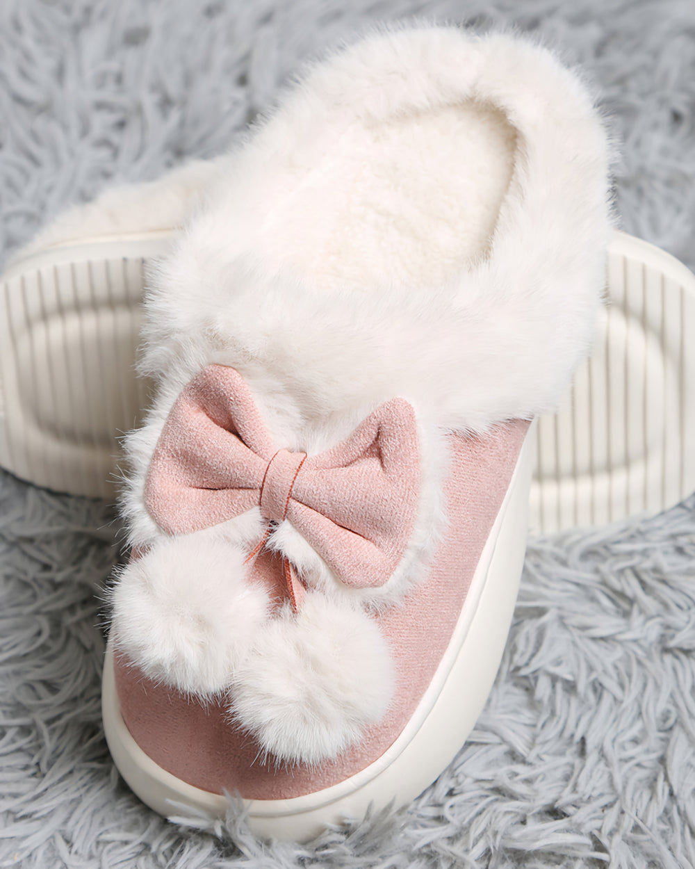 Bow Babe Faux Suede Slippers